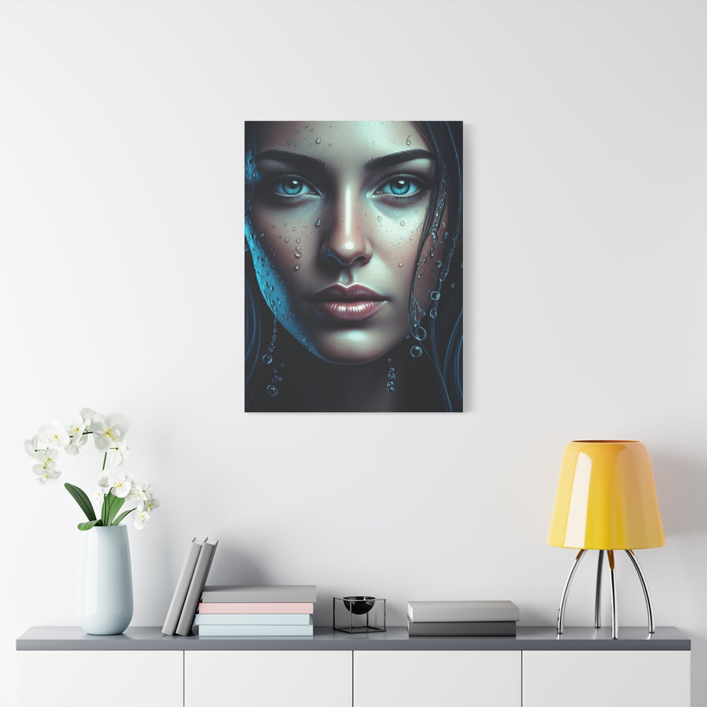 Intimate Blue Portrait with Beaded Accents Wall Art & Canvas Prints