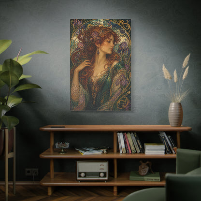 Art Nouveau Woman Ornamental Portrait Wall Art & Canvas Print