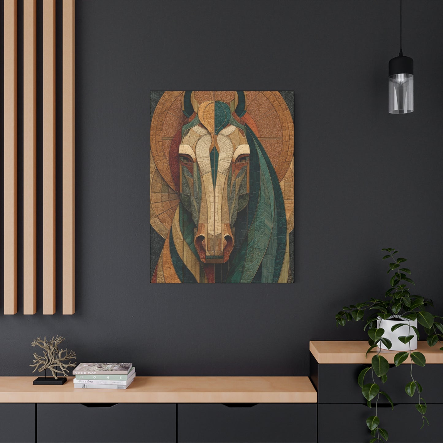 Geometric Equestrian Mosaic Portrait Wall Art & Canvas Print