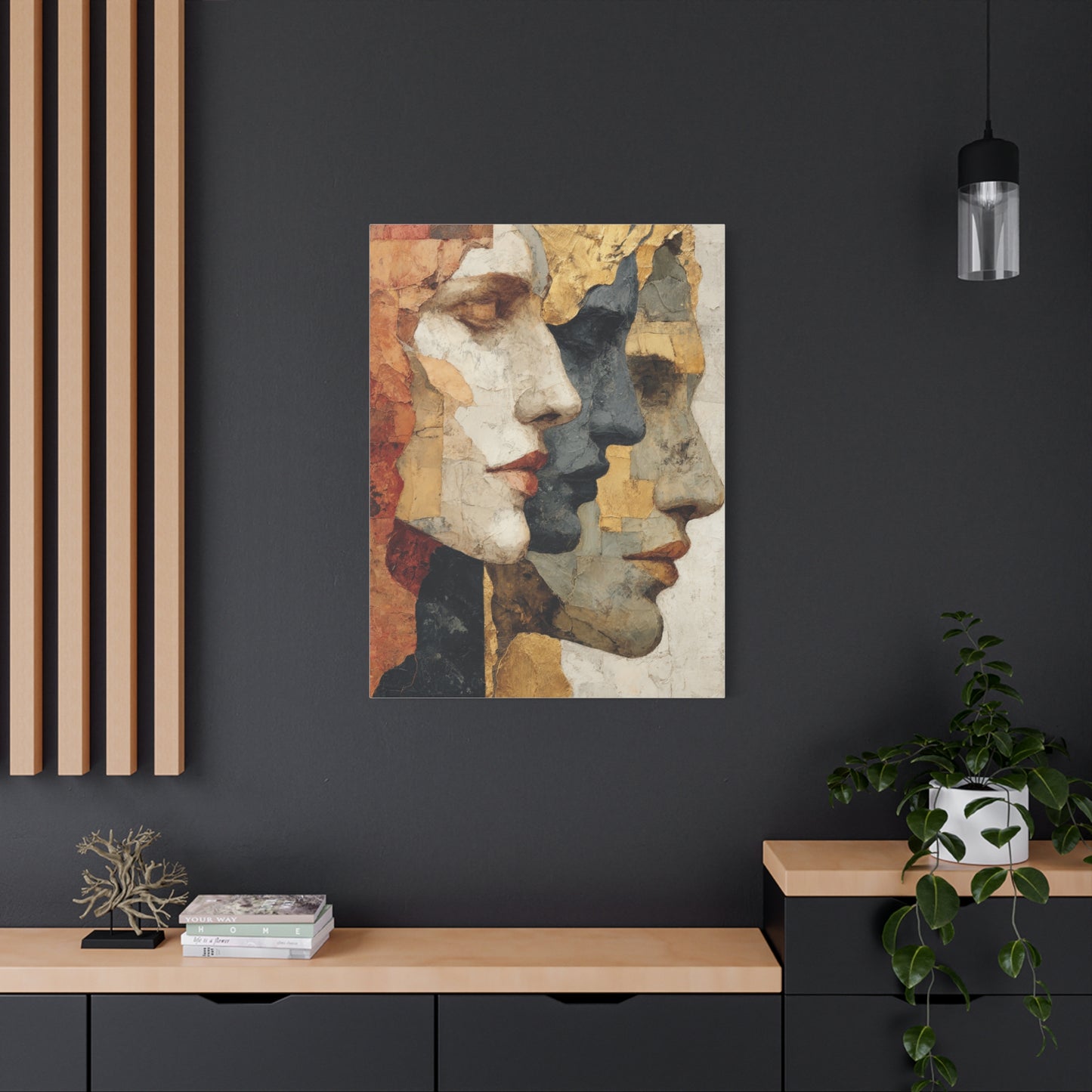 Multi Profile Textured Faces Composition Wall Art & Canvas Print