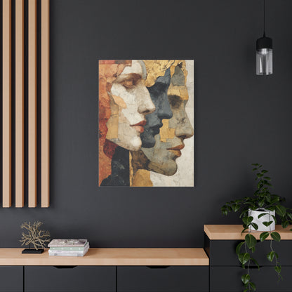 Multi Profile Textured Faces Composition Wall Art & Canvas Print