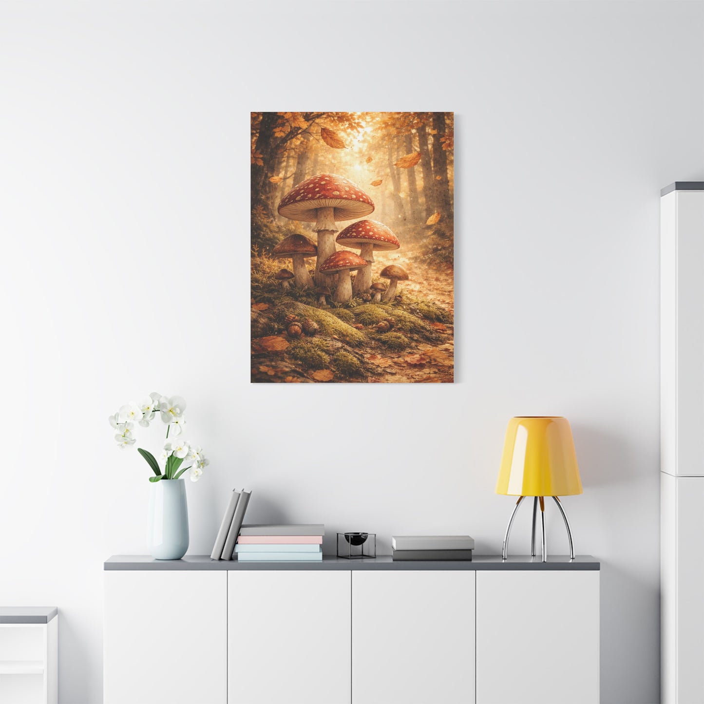 Magical Autumn Amanita Mushroom Forest Wall Art & Canvas Print