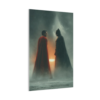 Batman vs Superman Foggy Standoff Poster Wall Art & Canvas Print