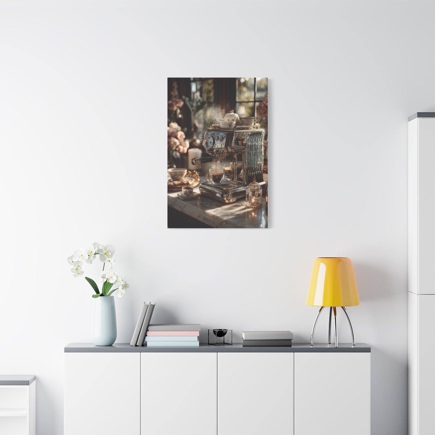 Luxury Espresso Machine Café Scene Wall Art & Canvas Print
