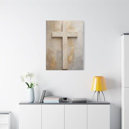 Minimal Ivory Christian Cross Wall Art & Canvas Print