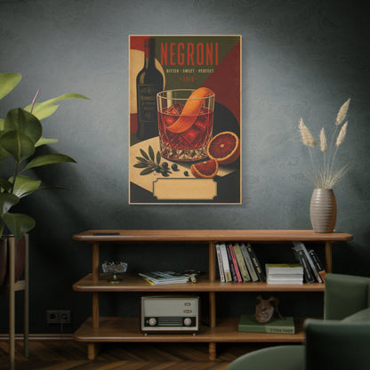 Vintage Negroni Cocktail Poster Wall Art & Canvas Print