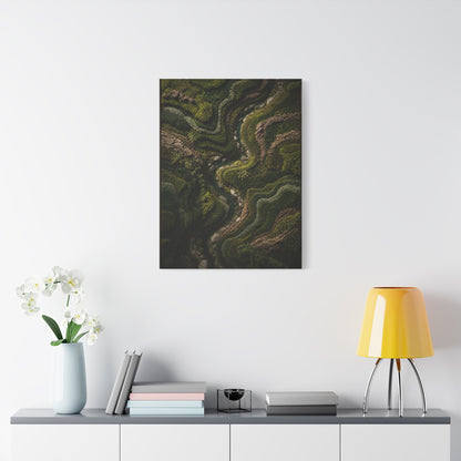 Topographic Moss River Landscape Wall Art & Canvas Print
