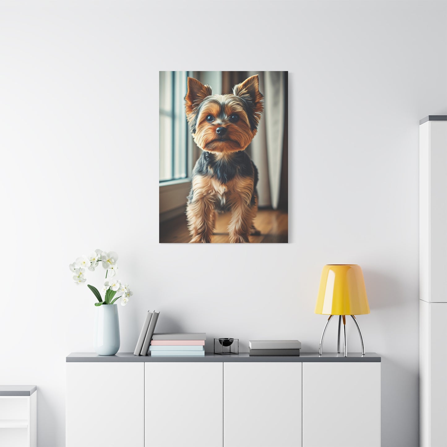 Window Light Yorkie Portrait Wall Art & Canvas Print