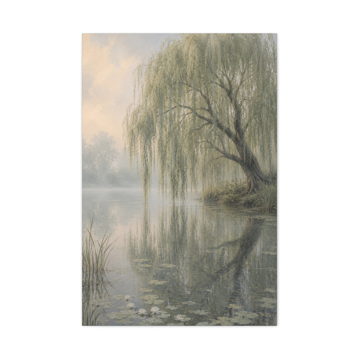 Misty Willow Reflection Lake Trees Wall Art & Canvas Print