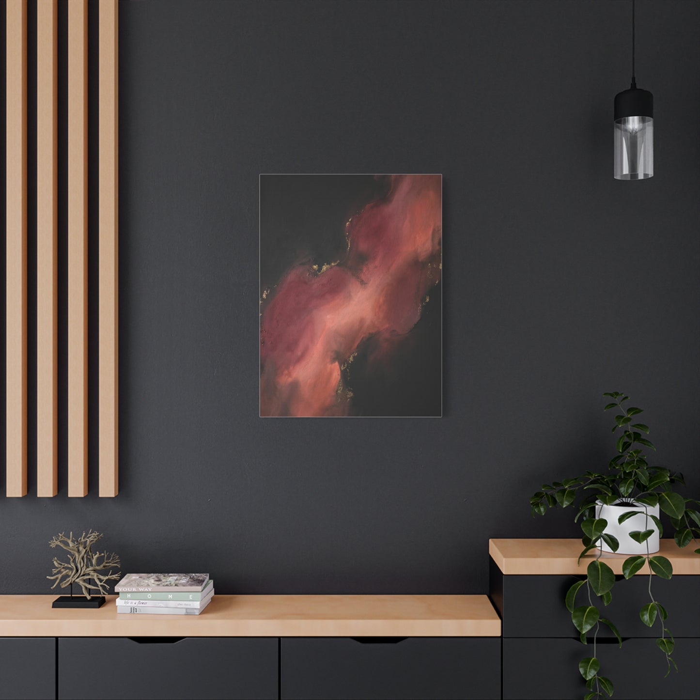 Red and Black Smoky Luxury Abstract Wall Art & Canvas Print