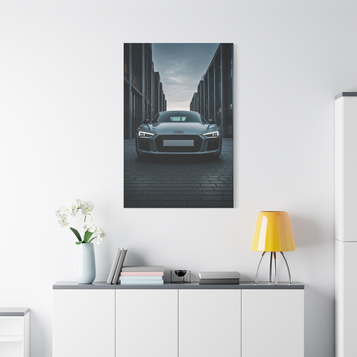 Audi R8 Berlin Minimalist Street Frame Wall Art & Canvas Prints
