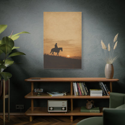 Vintage Cowboy Sunset Horizon Scene Wall Art & Canvas Print