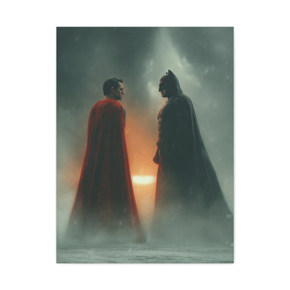 Batman vs Superman Foggy Standoff Poster Wall Art & Canvas Print
