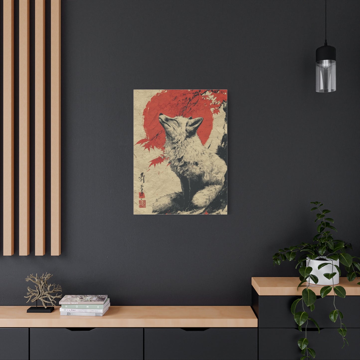 Japanese Ink Fox Minimalism Wall Art & Canvas Print