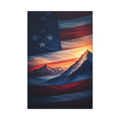 Mountain Horizon American Flag Tribute Wall Art & Canvas Prints