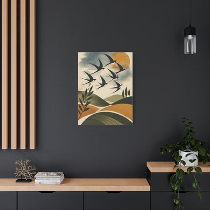 Minimalist Bird Silhouette Landscape Wall Art & Canvas Print
