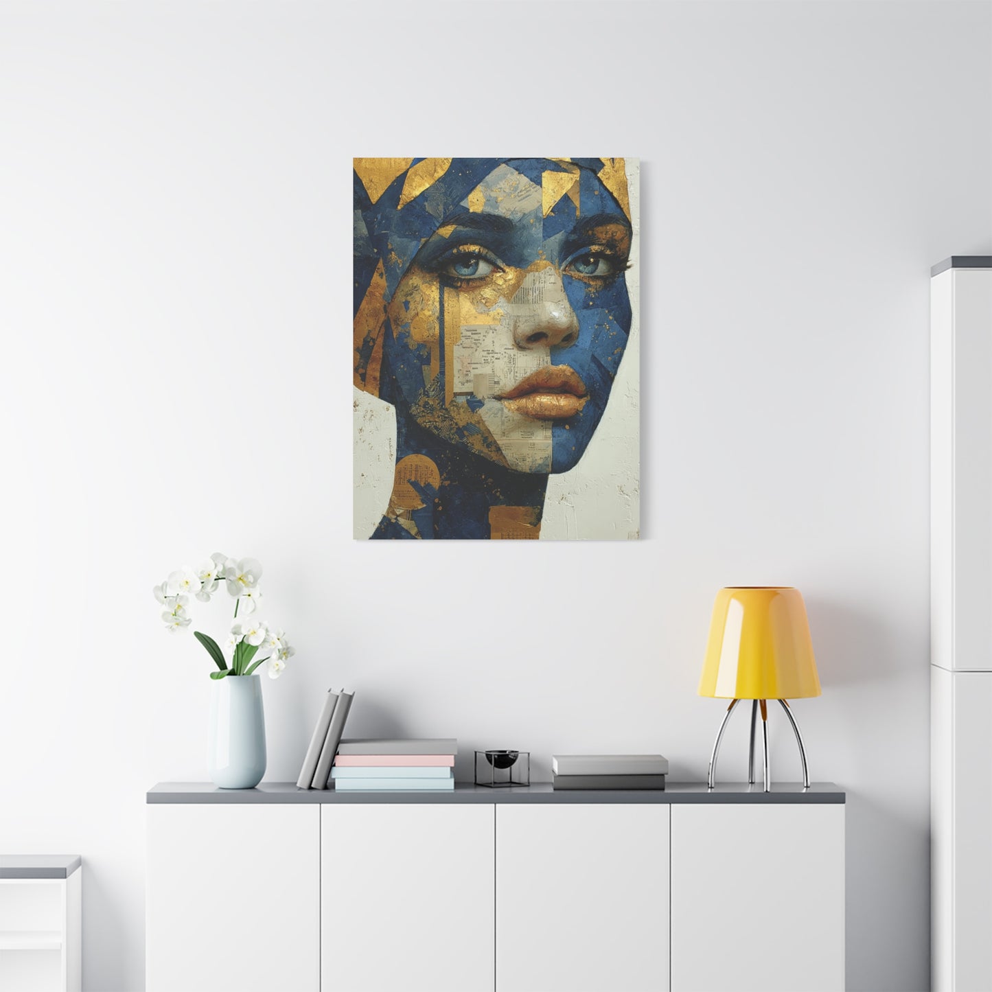 Geometric Gold Mask Portrait Wall Art & Canvas Print