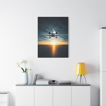 Sunset Runway Lift-Off Jet Wall Art & Canvas Prints