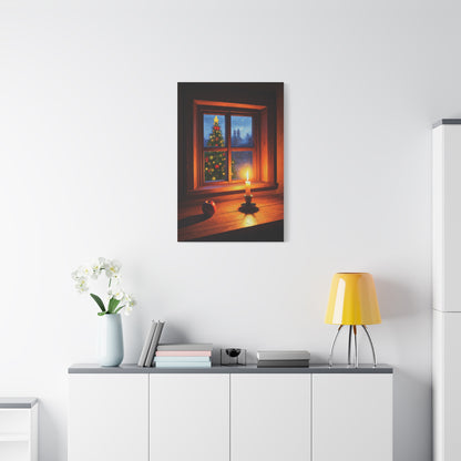 Cozy Christmas Window Candle Scene Wall Art & Canvas Print