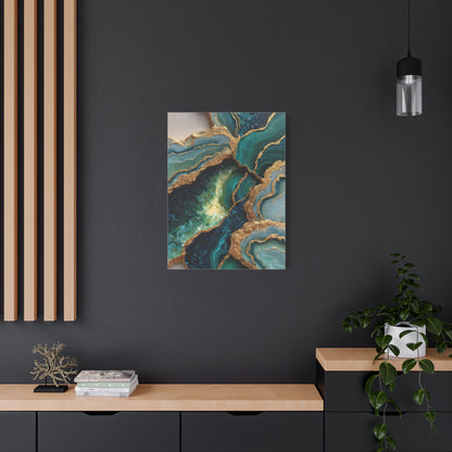 Malachite Emerald & Gold Geode Abstract Wall Art & Canvas Print