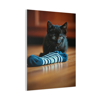 Playful Midnight Kitten Wall Art & Canvas Prints