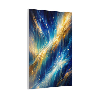 Blue-and-Gold Rain Abstract Wall Art & Canvas Print