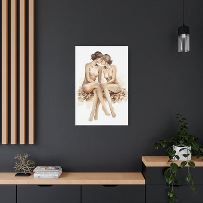 Romantic Dual Figure Floral Composition Wall Art & Canvas Print