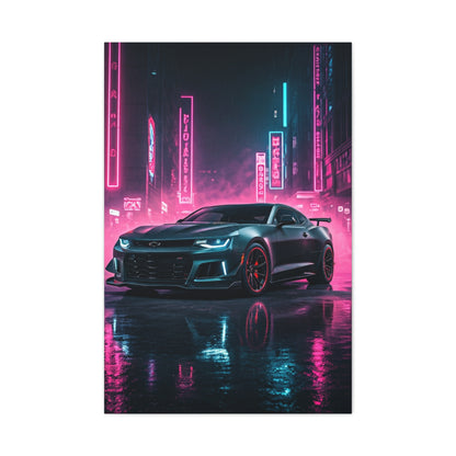 Chevrolet Camaro ZL1 1LE Neon City Background Wall Art & Canvas Prints