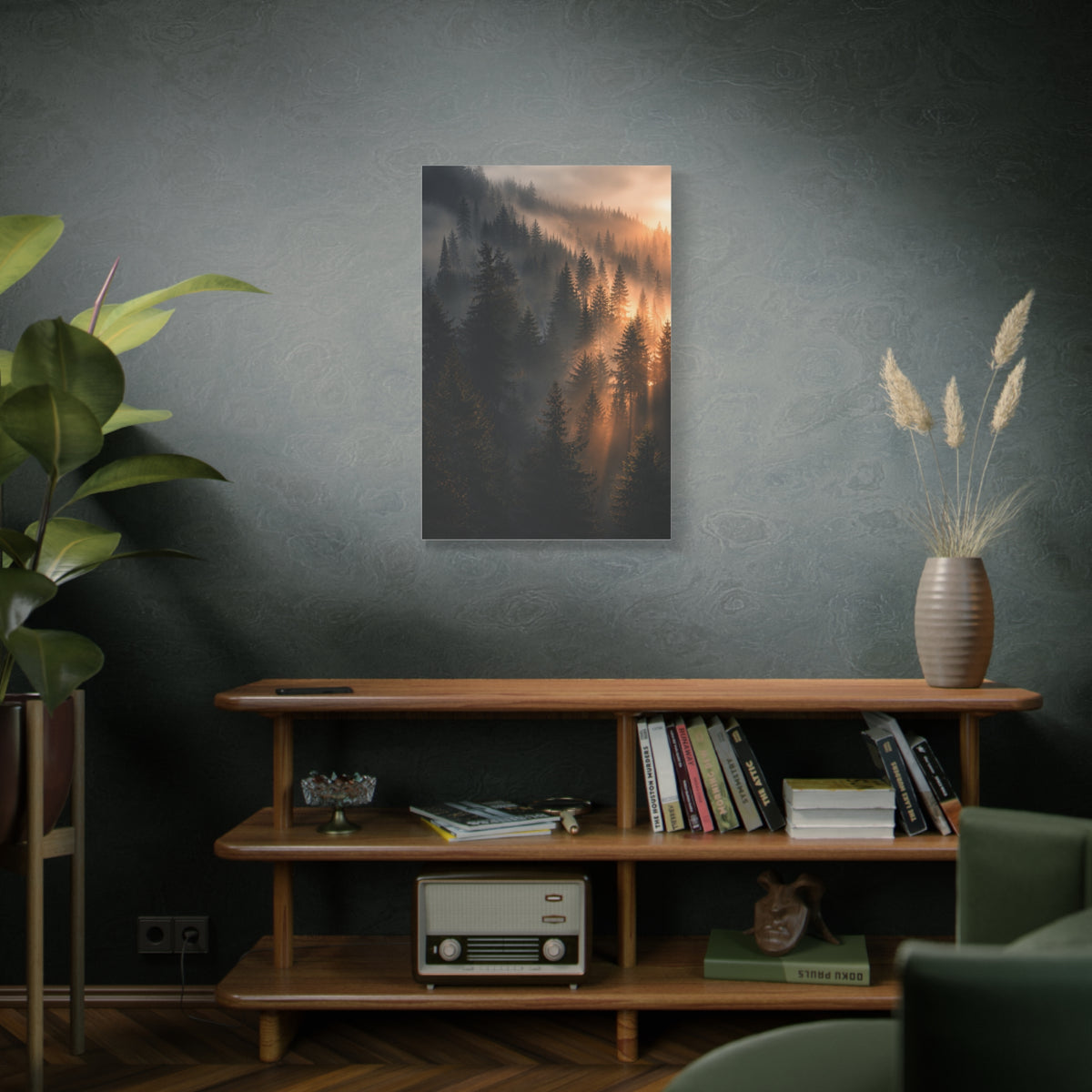 Misty Pine Forest Sunrise Depth Trees Wall Art & Canvas Print