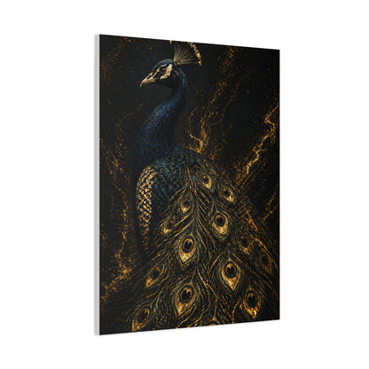 Black and Gold Regal Peacock Wall Art & Canvas Print