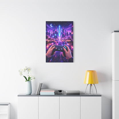 Cyberpunk Night Drive Gaming Scene Wall Art & Canvas Print