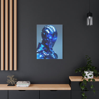 Futuristic Blue Chrome Figure Wall Art & Canvas Prints