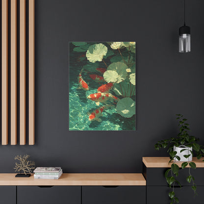 Green Koi Pond Lily Reflection Wall Art & Canvas Print