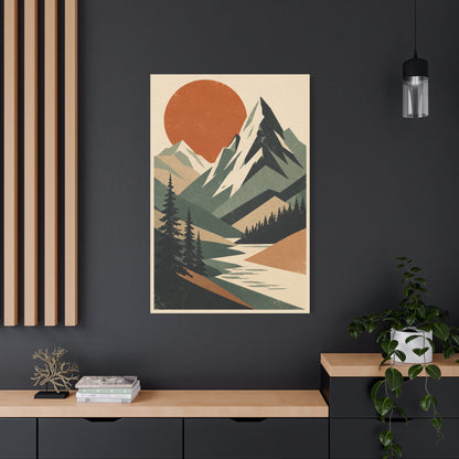 Mid-Century Graphic Sunset Mountain Wall Art & Canvas Print