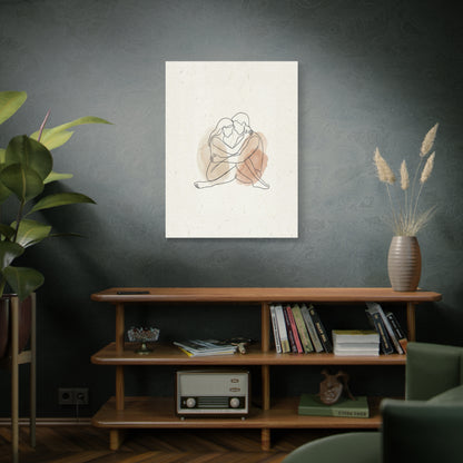 Minimal Line Art Intimate Embrace Wall Art & Canvas Print