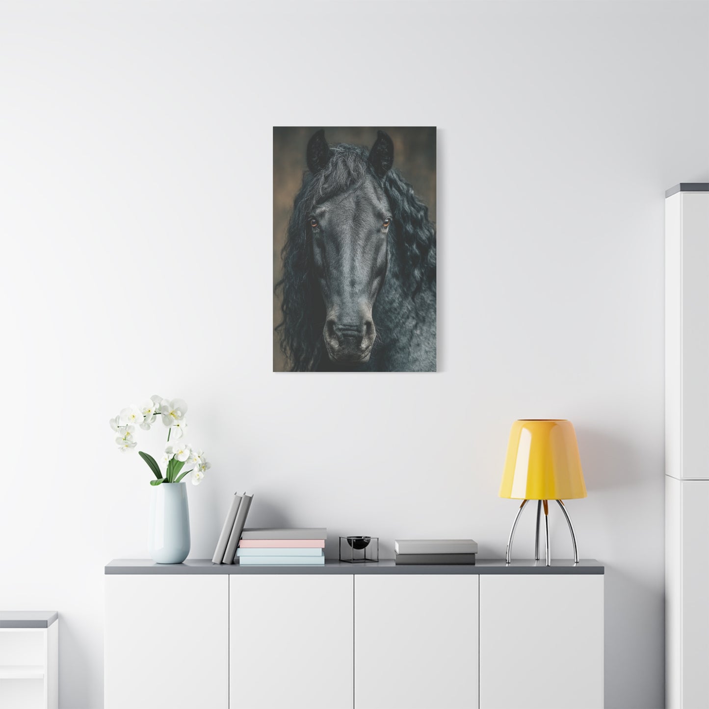 Black Horse Frontal Portrait Wall Art & Canvas Print