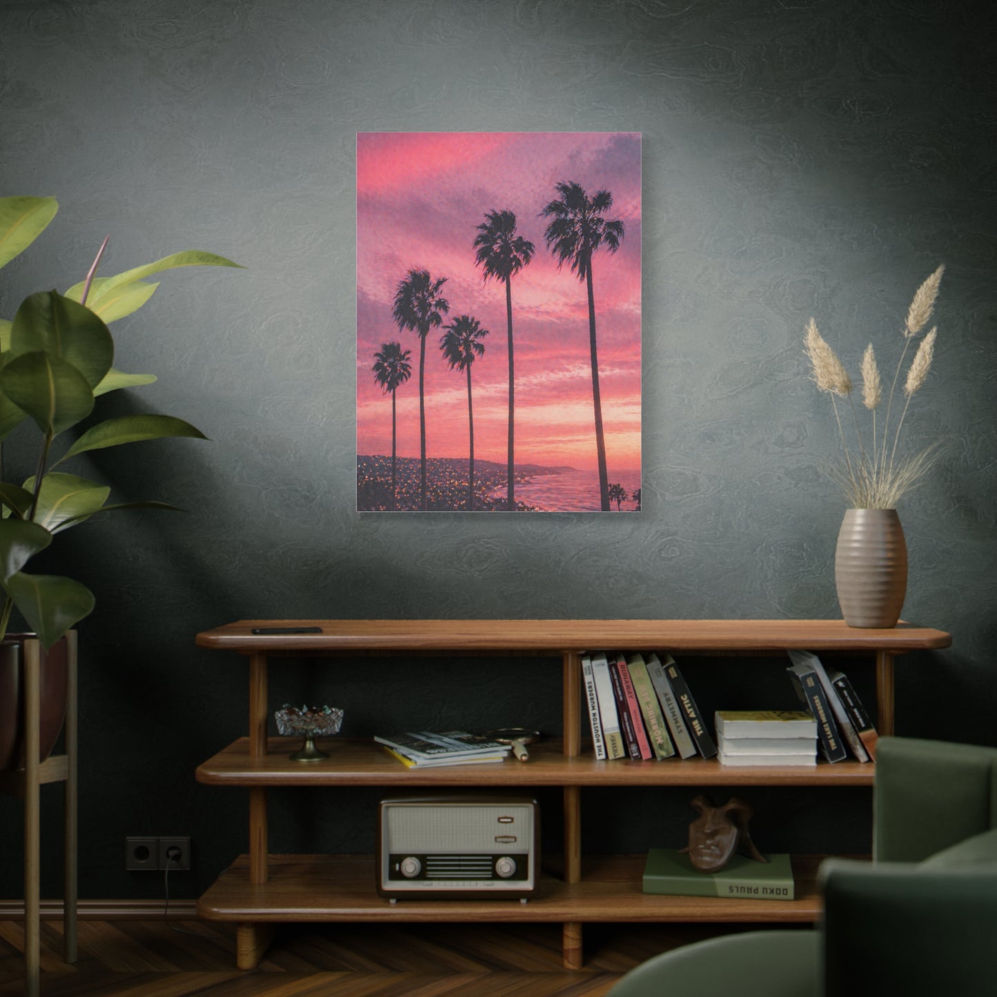 Pink Sunset Palm Coast Wall Art & Canvas Print