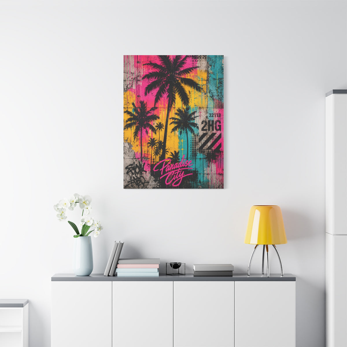 Neon Graffiti Palm Paradise Tropical Wall Art & Canvas Print