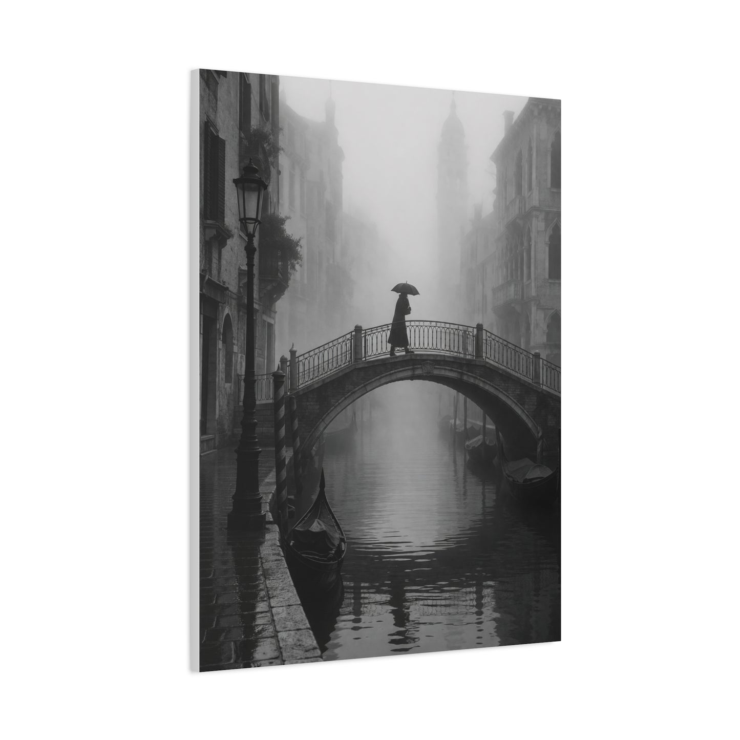 Venetian Bridge Fog Scene Wall Art & Canvas Print
