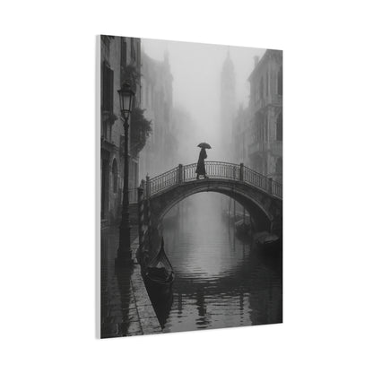Venetian Bridge Fog Scene Wall Art & Canvas Print