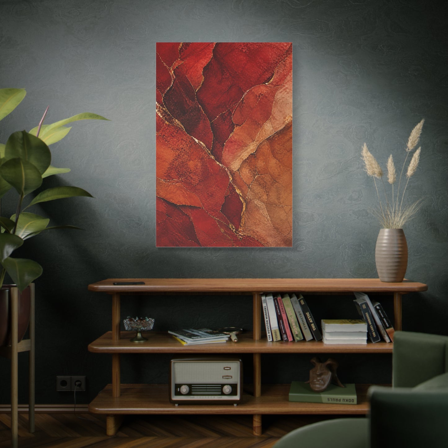 Red Geologic Mineral Abstraction Wall Art & Canvas Print