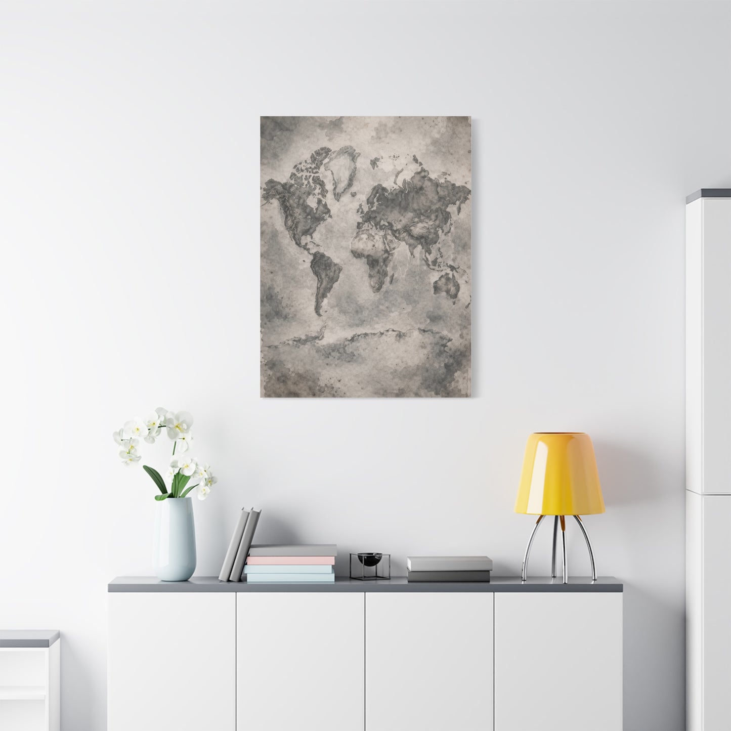 Vintage World Map Wash Wall Art & Canvas Print