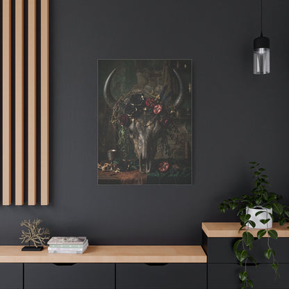 Western Gothic Bull Skull Floral Still Life Wall Art & Canvas Print
