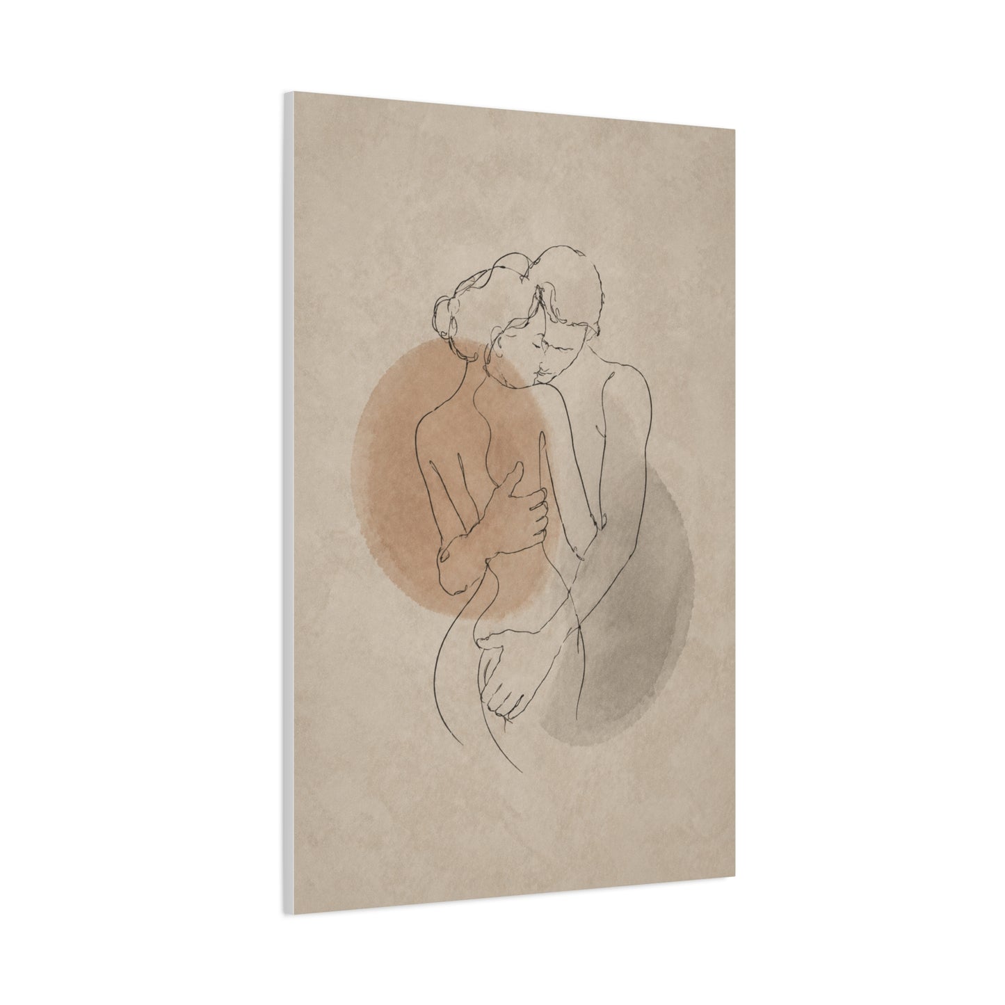 Minimal Line Couple Embrace Wall Art & Canvas Print