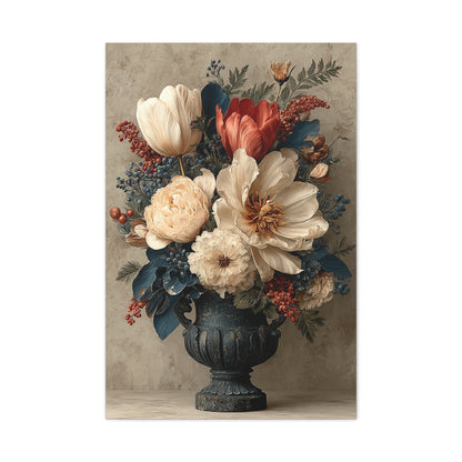 Scandinavian Folk Floral Urn Wall Art & Canvas Print