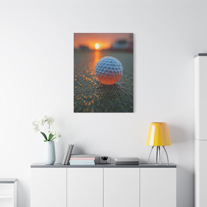 Dew-Covered Golf Ball Sunrise Macro Wall Art & Canvas Print