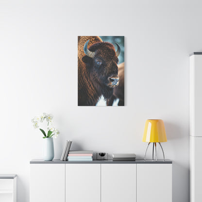 Three-Quarter Angle American Bison with Soft Natural Backdrop Wall Art & Canvas Print
