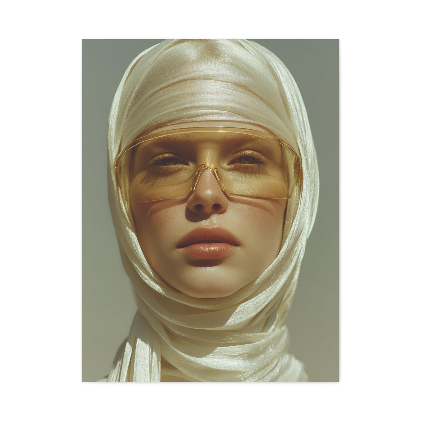 Golden Veil Futuristic Portrait Wall Art & Canvas Print