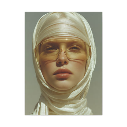 Golden Veil Futuristic Portrait Wall Art & Canvas Print