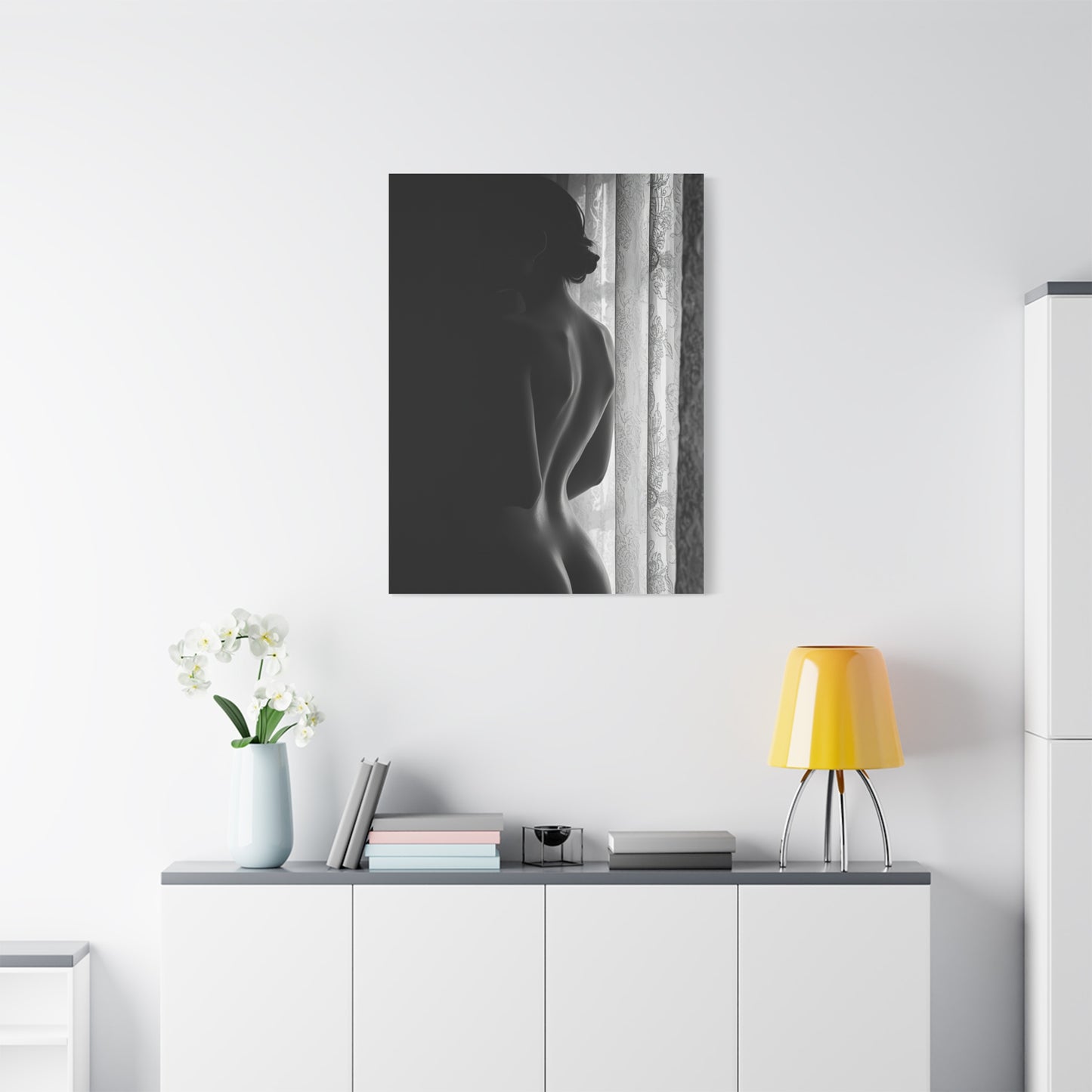 Noir Window Silhouette Figure Wall Art & Canvas Print